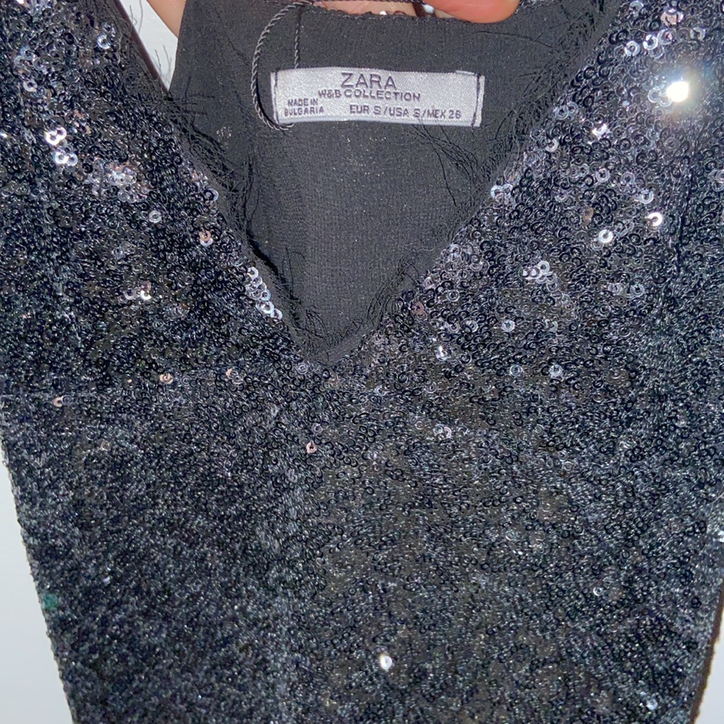 Stunning Black Sequin Dress Zara W & B Collection Made In Bulgarie